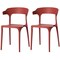 Fabulaxe Modern Plastic Outdoor Dining Chair with Open U Shaped Back, Red, PK 2 QI004228.RD.2 - alternate 1